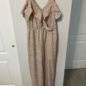 Love Cream and Black Speckled Jumpsuit